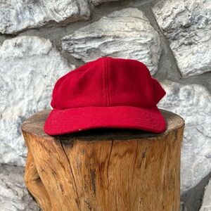 Antique Red Wool Ball Cap with Leather Band 71 7 1/8
